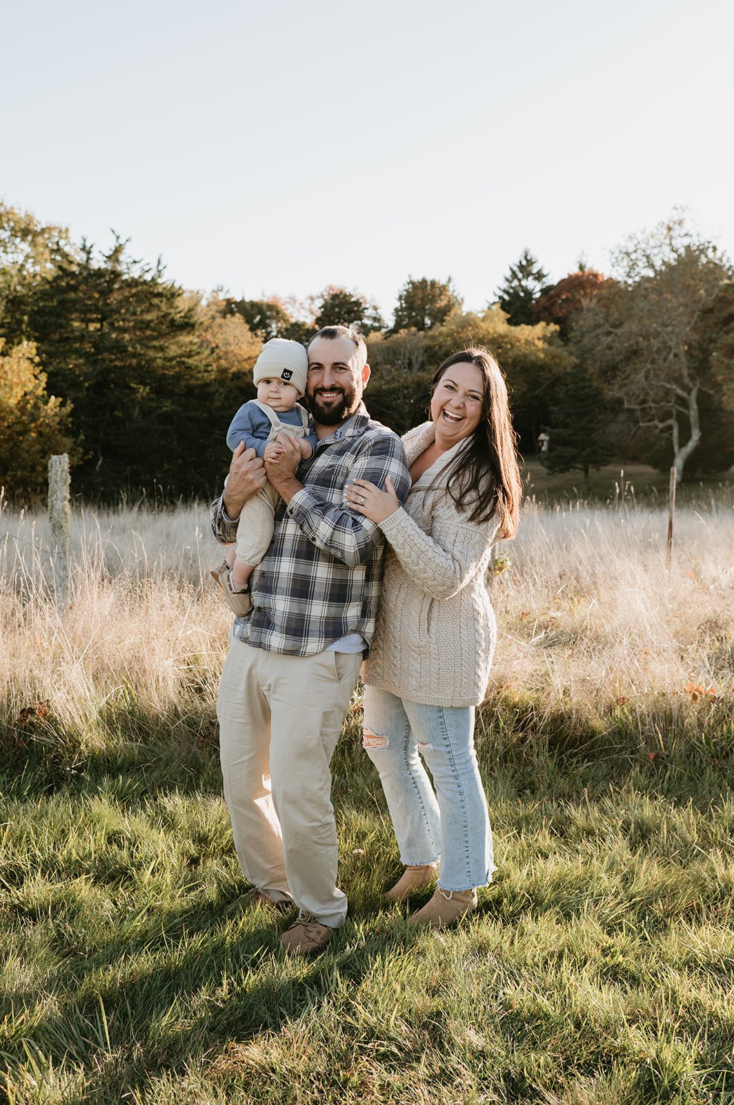 Allie and her family outside at golden hour